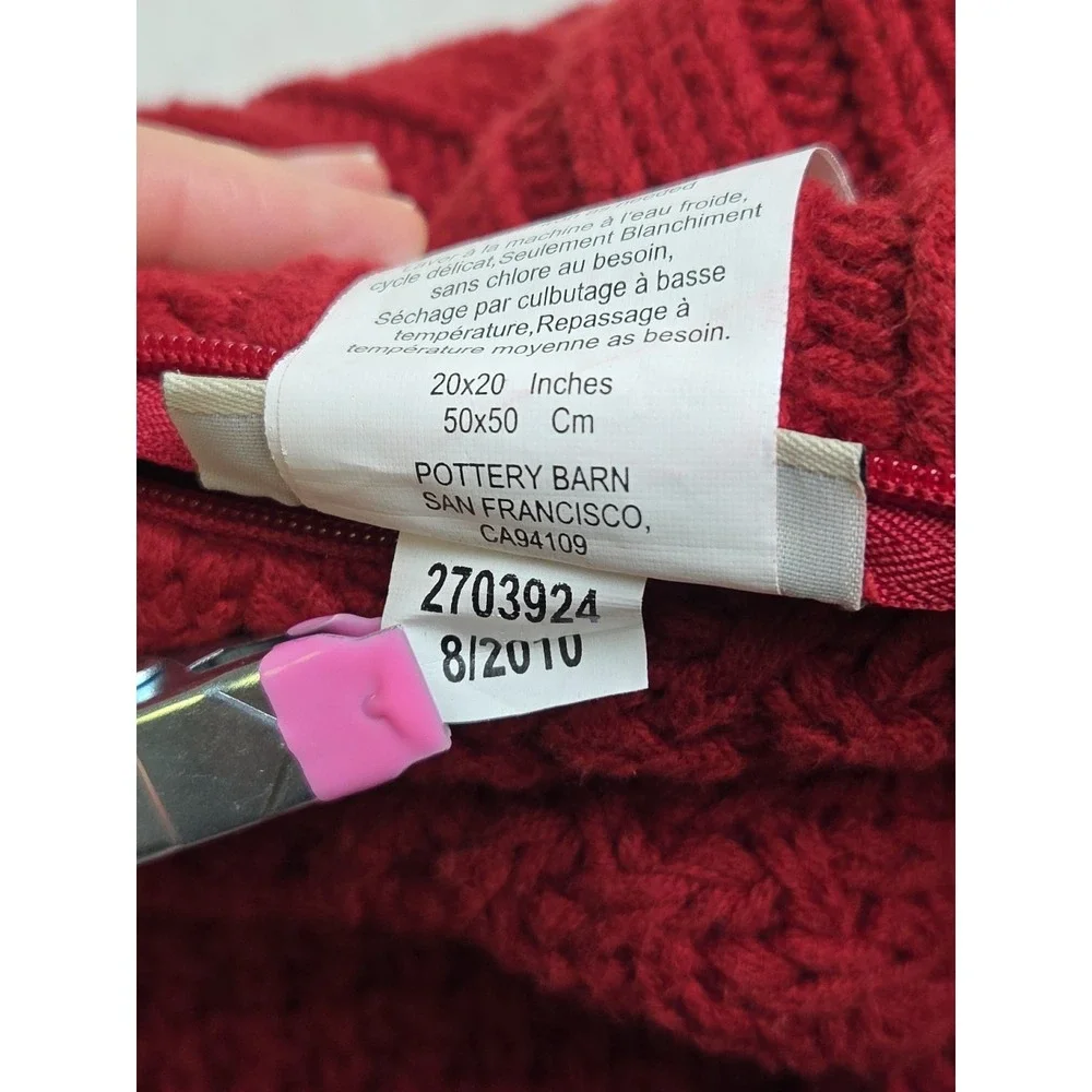 Pottery Barn Red Knit Sweater Pillow Covers 20